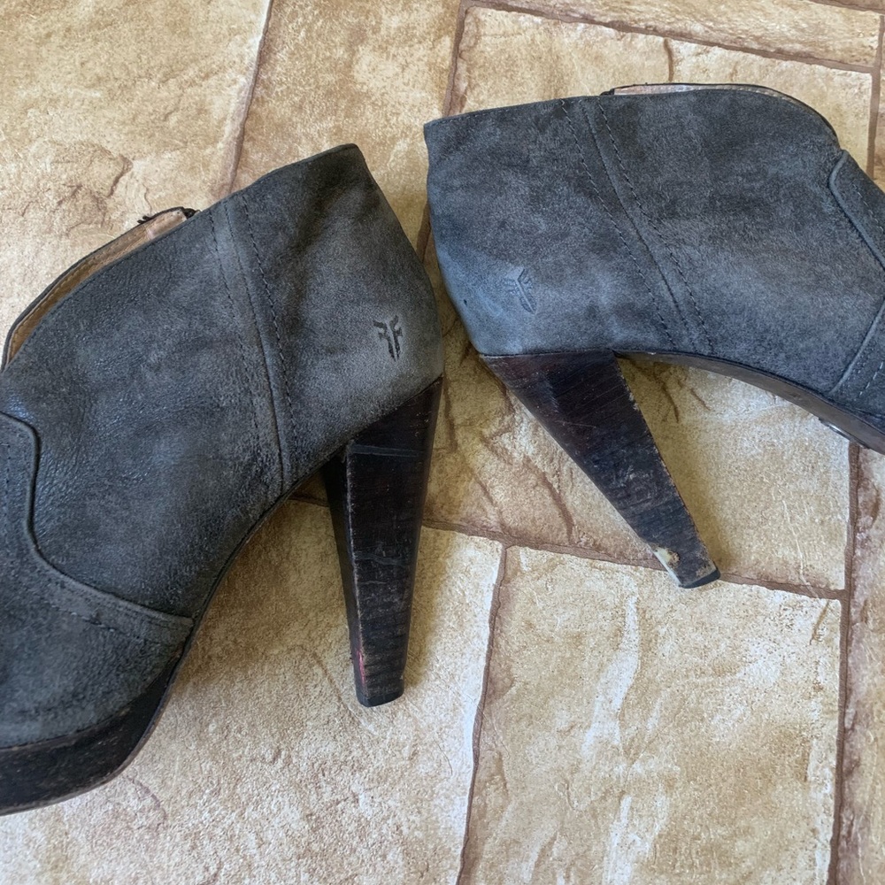 Frye Suede Harlow Campus Bootie Heels - Picture 8 of 8